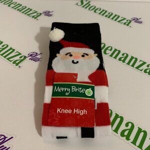 Ugly Christmas Socks Merry Brite Knee High Santa Joy Pom Womens Shoe Size 4-10